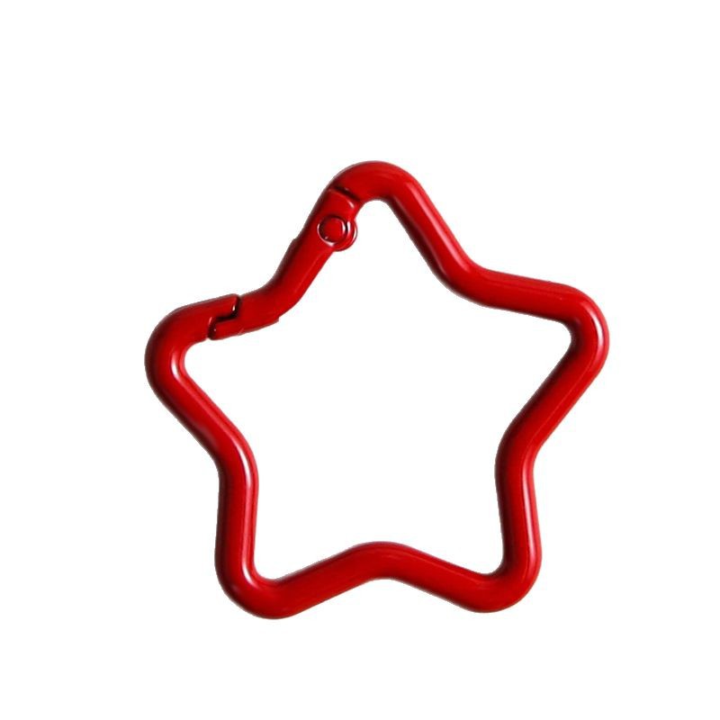 Zinc Alloy Star Trigger Spring Key Rings 41mm Baking Painted 6pcs 5