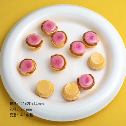 3D Molten Egg Tart Resin Beads 20mm Glossy Pastel Colors 10pcs 8