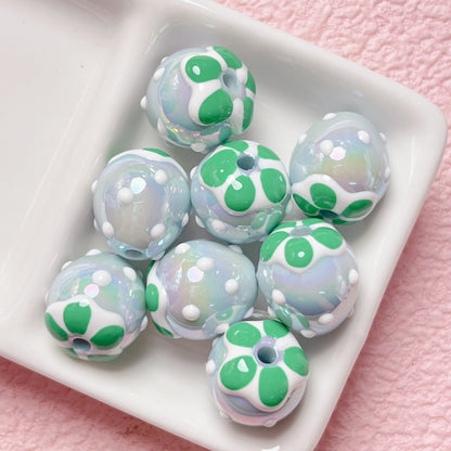 Plating Hand Painted Strawberry Acrylic Beads 17mm Colorful 5pcs 9