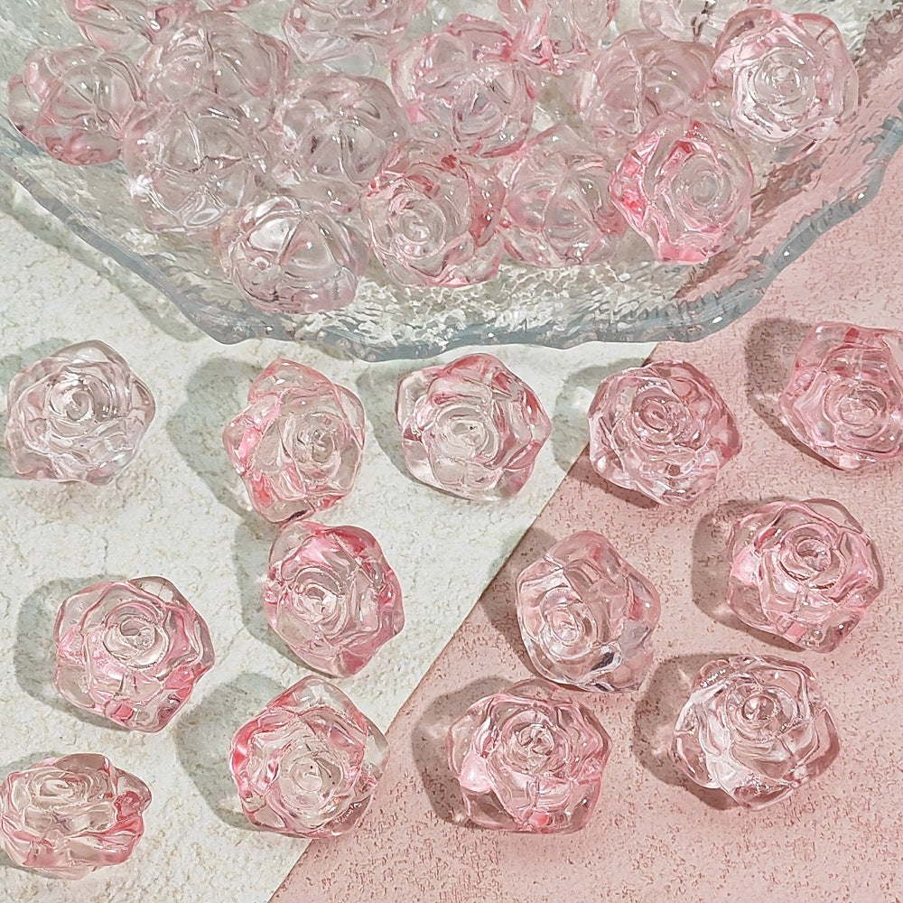 Camellia Glass Beads 19mm Clear Translucent Mixed Colors 50pcs 2
