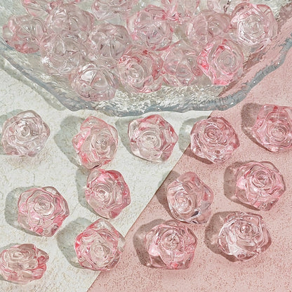 Camellia Glass Beads 19mm Clear Translucent Mixed Colors 50pcs 2