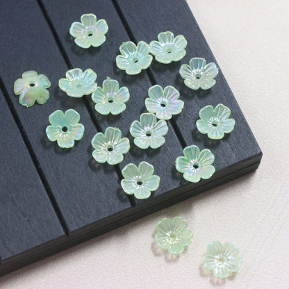 Plated Five Flower Acrylic Beads 11mm Iridescent Pastel 100pcs 9