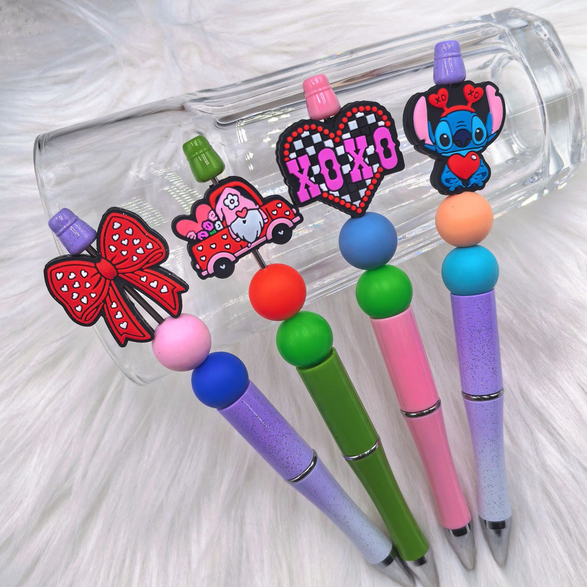 Silicone Focal Beads Valentine Butterfly Stitch Design 20pcs