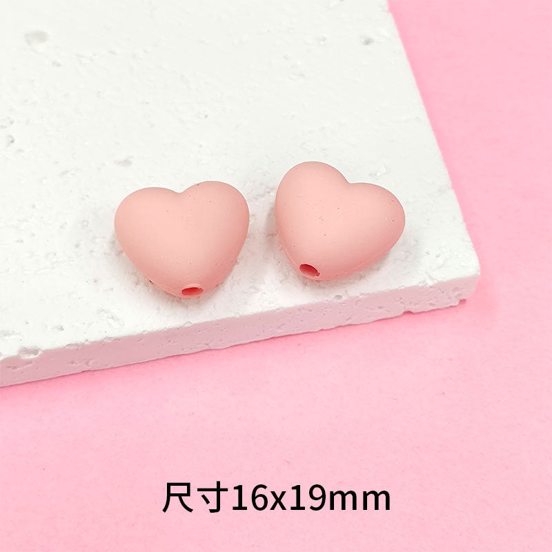 Rubberized Spray Painted Heart Acrylic Beads 16x19mm Macaron Color 50pcs 4