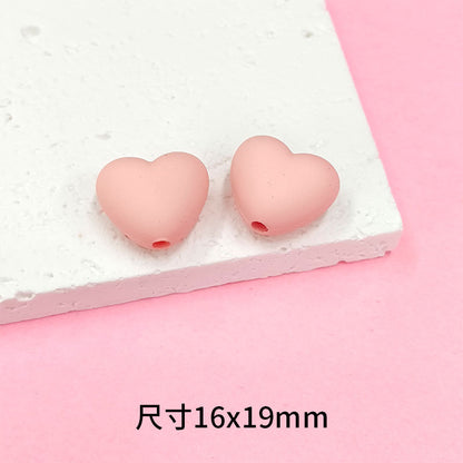 Rubberized Spray Painted Heart Acrylic Beads 16x19mm Macaron Color 50pcs 4