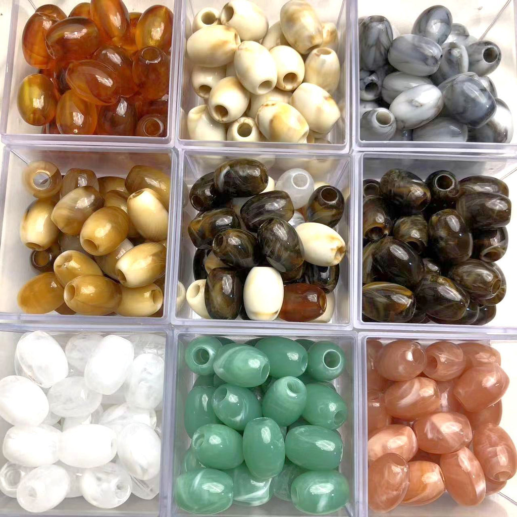 Vintage Elliptical Acrylic Beads 17mm Enamel Large Hole 200pcs