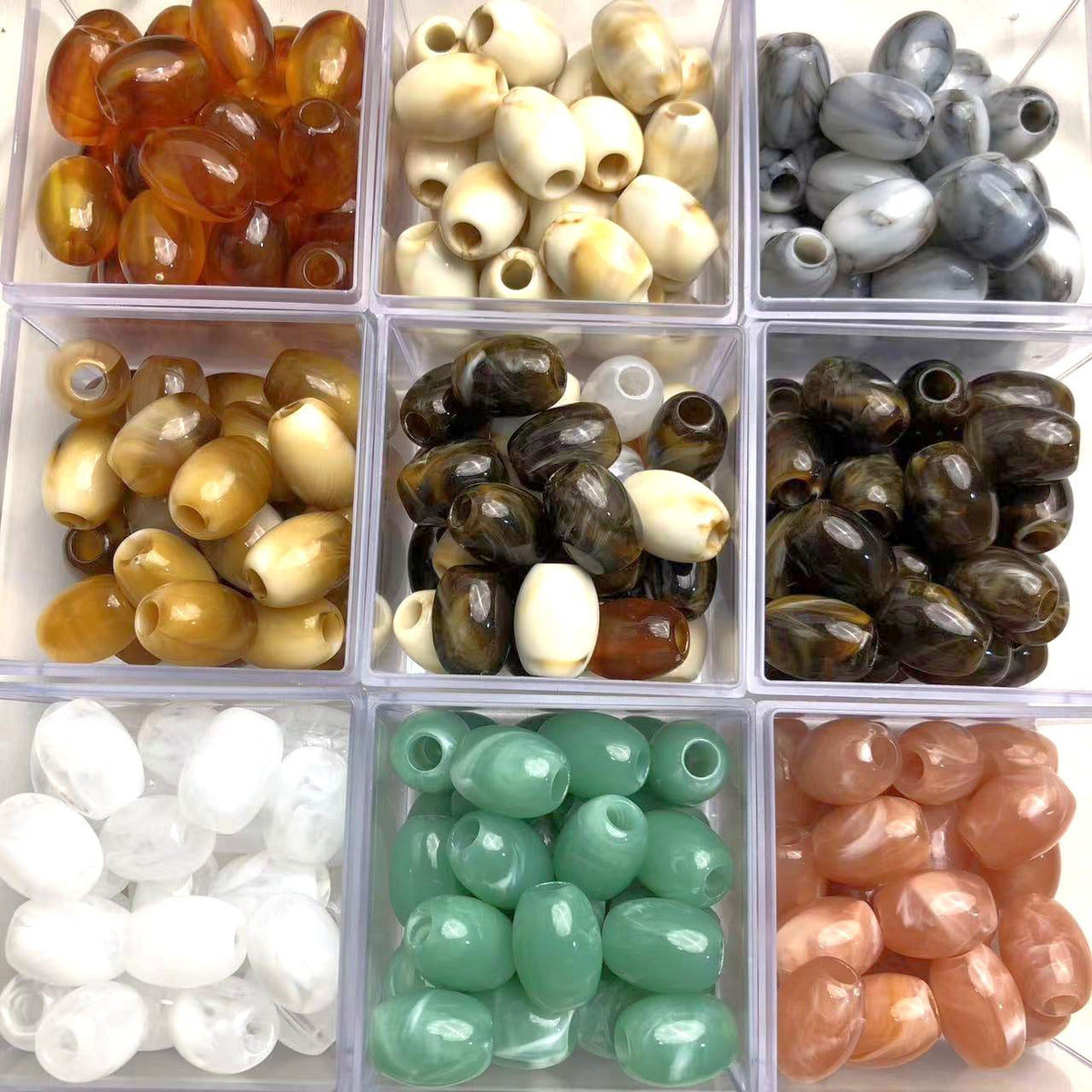 Vintage Elliptical Acrylic Beads 17mm Enamel Large Hole 200pcs