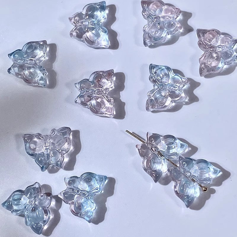 Phoenix Tail Butterfly Glass Beads 12x15mm Translucent Mixed Colors 50pcs 10