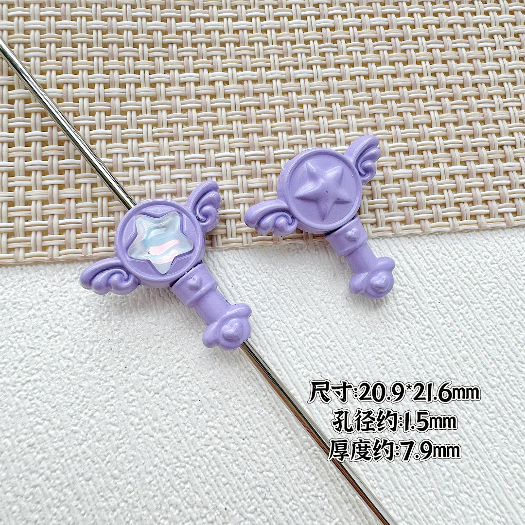 Wand Metal Beads Painted Anime Style Alloy 10pcs 17