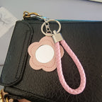 Colorful PU Leather Flower Mirror Wristlet Keychain 3pcs 2
