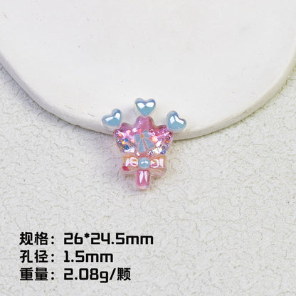 Glitter Crown Lollipop Resin Beads 26mm Transparent Pastel Colors 10pcs 6