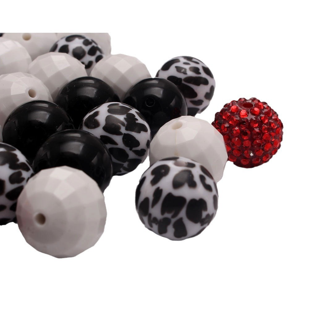 Bubblegum Beads 20mm Black White Red Rhinestone Chunky Mix 50pcs 4