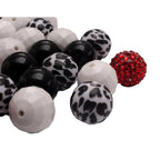Bubblegum Beads 20mm Black White Red Rhinestone Chunky Mix 50pcs 4