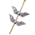 Angel Wing Metal Beads 16mm Vintage Detailed Feather Texture 80pcs 3