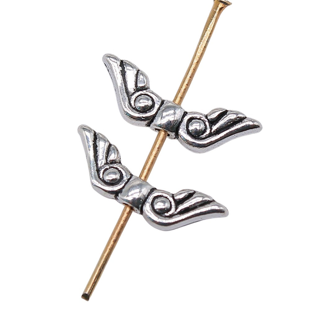 Angel Wing Metal Beads 16mm Vintage Detailed Feather Texture 80pcs 3