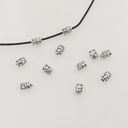 Elliptical Metal Beads 6mm Tibetan Silver Tone Swirl Design 1pc 5