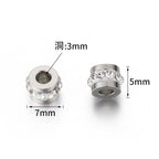 Stainless Steel Tube Metal Beads 7mm Rhinestone Embeded 10pcs 3