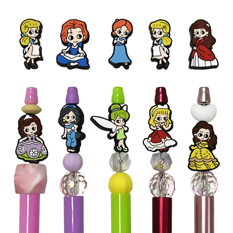 Silicone Focal Beads Genie Cartoon Princess Character Set 20pcs 5