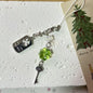 Clear Four-leaf Clover Acrylic Phone Charm with Vintage Key Silver 3pcs 7