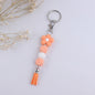 Flower Silicone Bead Keychain Colorful Floral Tassel Charm 9