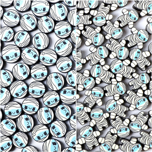 Halloween Mummy Clay Beads 10mm Polymer Cute Character 100pcs