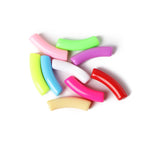 Colored Curved Tube Acrylic Beads 32x8mm Vibrant Glossy 40pcs