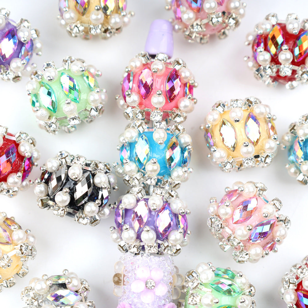 Fancy Radiant Rhinestone Beads 23mm Acrylic Chunky 5pcs
