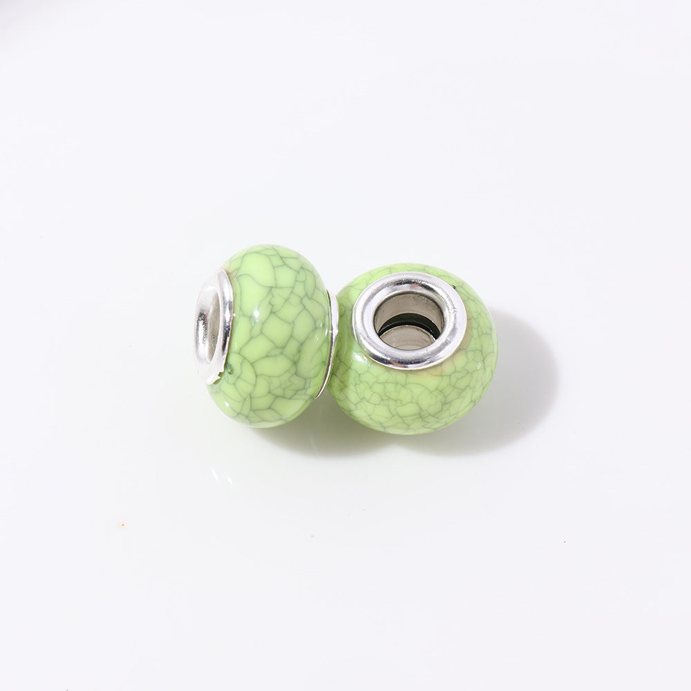 Resin Round Spacer Beads 14mm Imitation Turquoise Pattern 100pcs 15