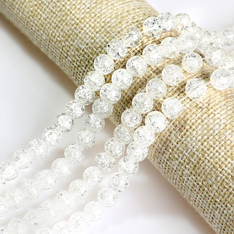 Crackle Round Glass Beads 10mm Vibrant Fractured Texture 2Strands 6