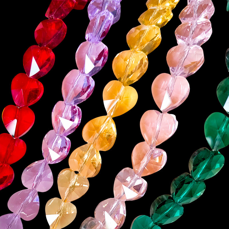 Heart Transparent Glass Beads 12mm Faceted Smooth 10pcs