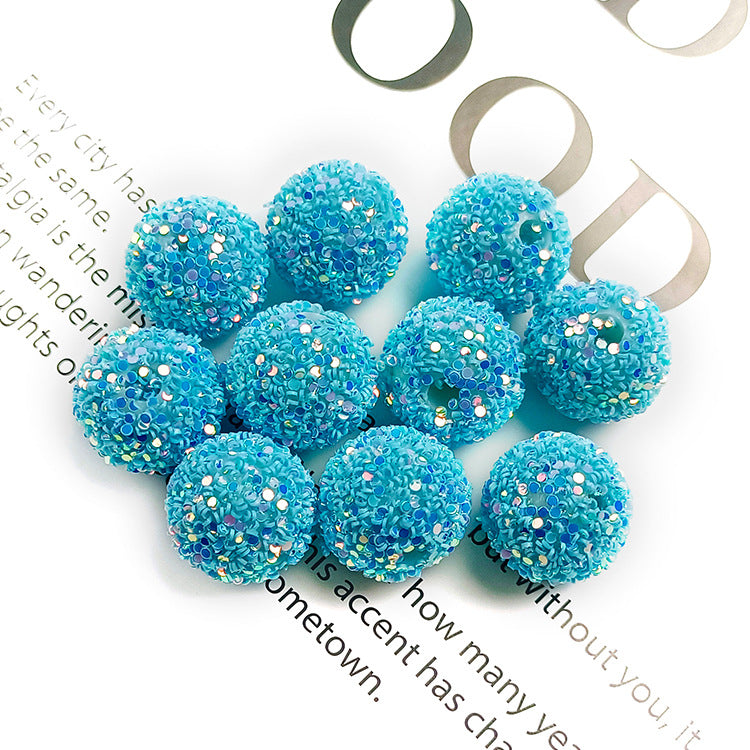Glitter Bubblegum Beads 16mm Colorful Iridescent Sparkle 1pc 14