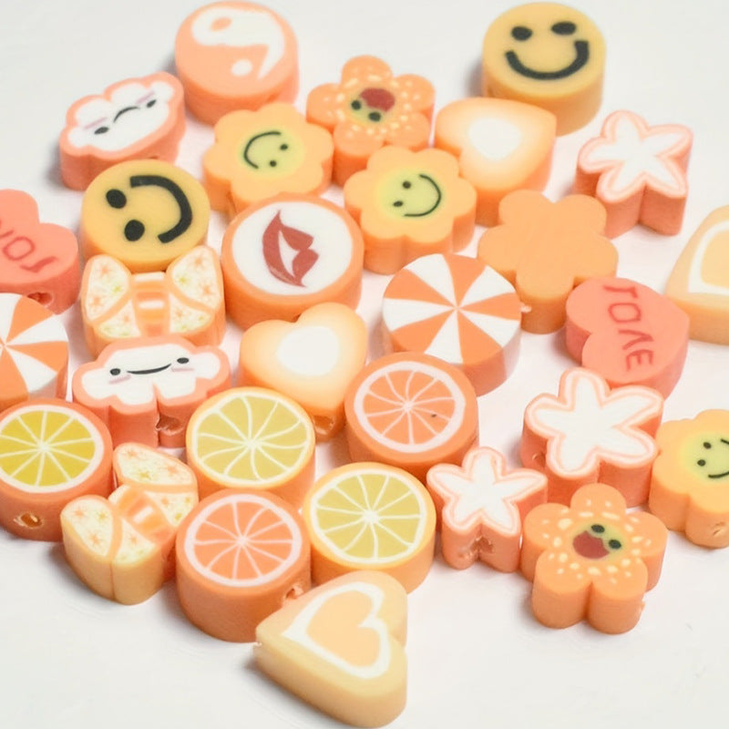 Cartoon Pattern Clay Beads 10mm Multicolor Polymer 200pcs 14