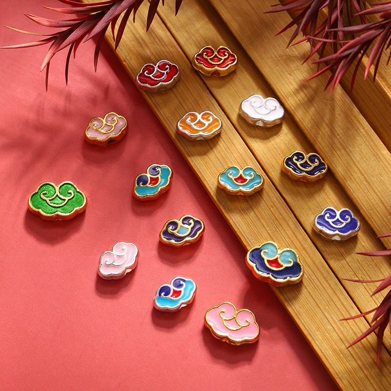 Cloud Metal Beads 14*9 12*8 10*6mm Enamel Alloy 100pcs 2