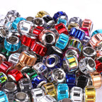 Glass Round Spacer Beads 8mm Large Hole Alloy Rim 100pcs