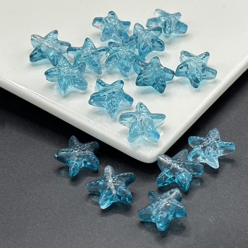 Czech Glass Sea Star Glass Beads 14mm Translucent Colors 100pcs 10