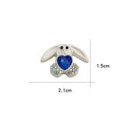 Bunny Holding Heart Rhinestone Beads 21mm Alloy Embeded 10pcs 5