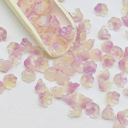 Campanula Flower Glass Beads 7x12mm Frosted Glossy Pastel 50pcs 24