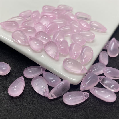 Czech Glass Beads Teardrop 8mm 14mm Glossy Purple Pink Iridescent 100pcs 17