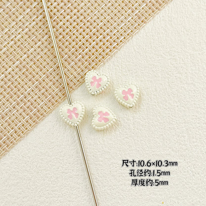 Bone and Heart Metal Beads 15mm and 10mm Baking Painted Alloy 10pcs 16