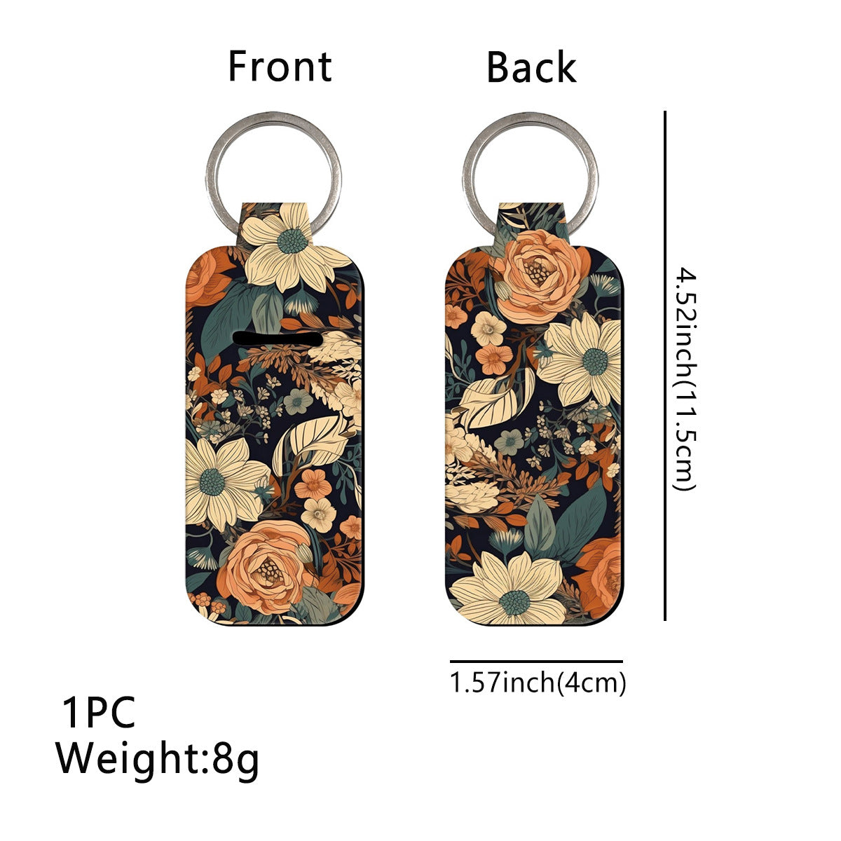 Blossom Pattern Chapstick Holder Neoprene Functional Keychain 3pcs 8