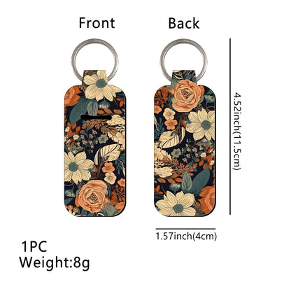 Blossom Pattern Chapstick Holder Neoprene Functional Keychain 3pcs 8