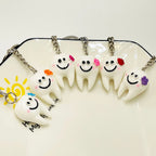 Resin Teeth Keychain Smiling White Tooth with Colorful Flower Charm 2