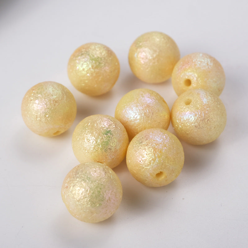 Frosted Acrylic Beads 16mm Cream Imitation Pearl Wrinkled 50pcs 6