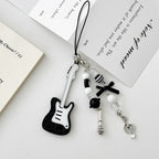 Black Guitar Resin Phone Charm Musical Pendant 7cm 2pcs 2