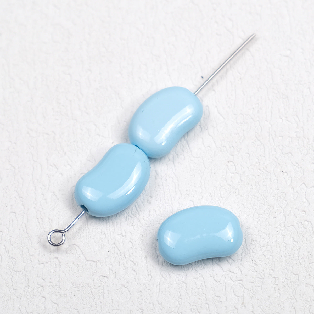 Painted Pea Acrylic Beads 15mm Glossy Jelly Bean Style 50pcs 14