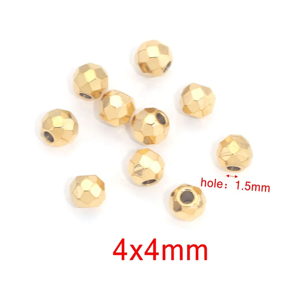 Stainless Steel Faceted Metal Beads 3-6.5mm Mixed Gold and Steel 10pcs 13