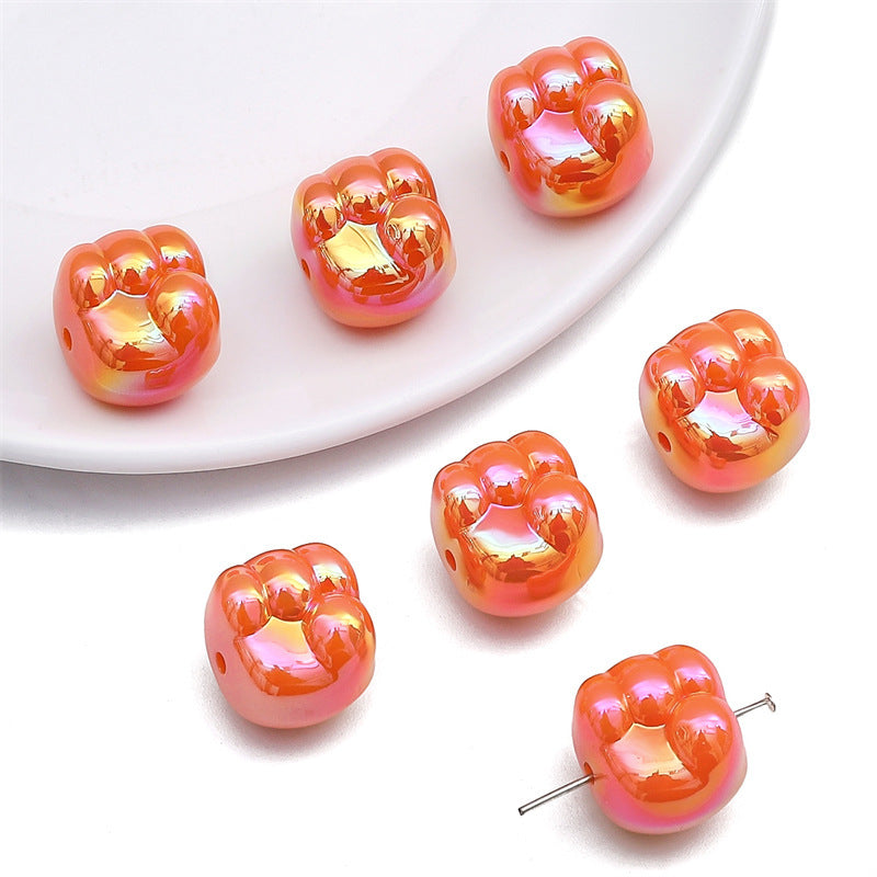 Glossy Fist Acrylic Beads 16mm Pastel Iridescent 16pcs 10
