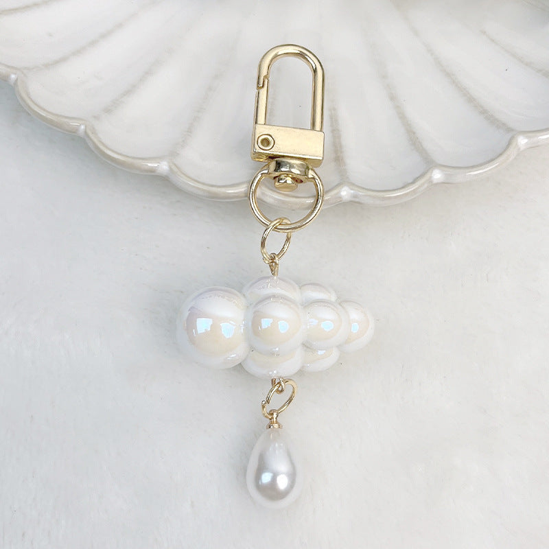 Acrylic Pearl Cloud Keychain with Pastel Beads and Gold Clasp 6
