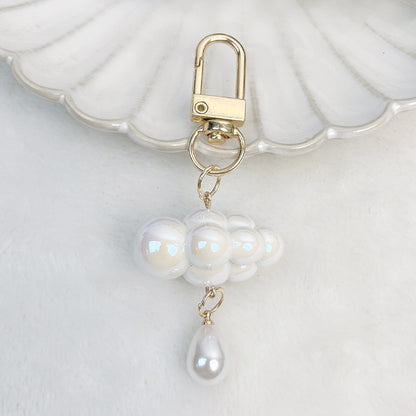 Acrylic Pearl Cloud Keychain with Pastel Beads and Gold Clasp 6