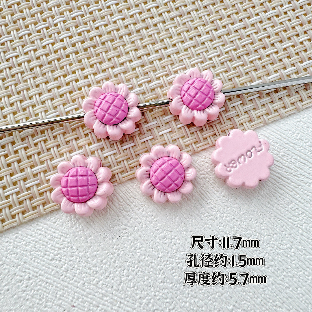 Sunflower and Gift Box Metal Beads 12mm Pastel Painted 10pcs 4